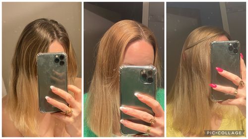 Customer photo review of Notre soin éclaircissant pour des cheveux rayonnants en moins de 5 minutes