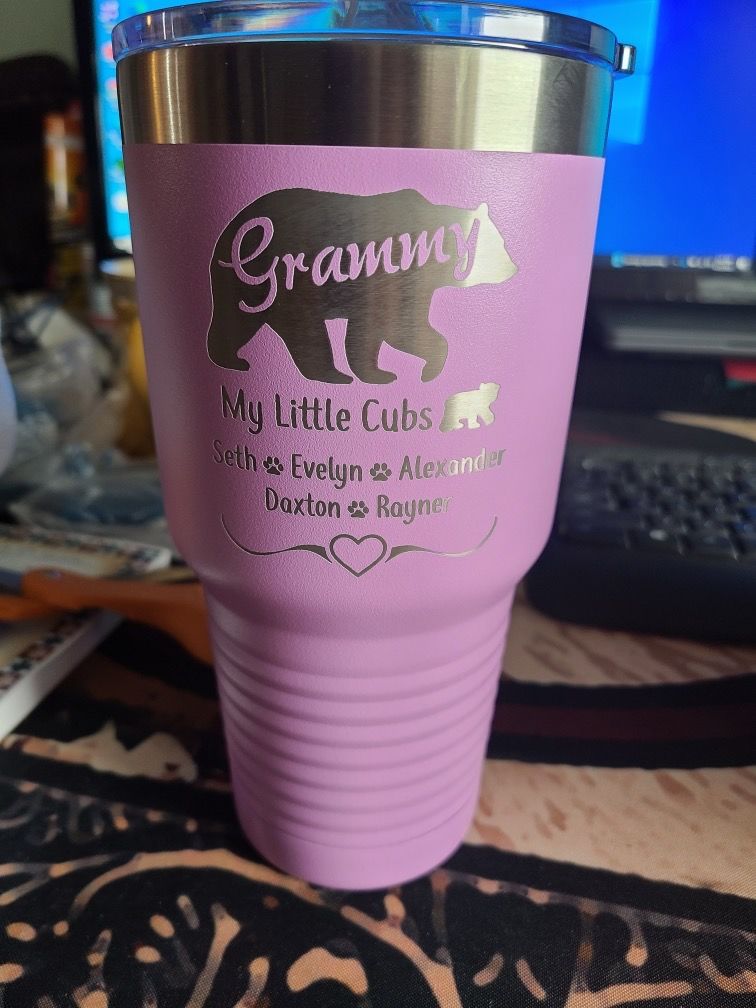 Customer photo review of Grandparents Bear (CUSTOM) With Names Engraved Tumblers