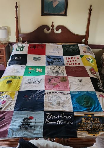 T-shirt quilt featuring new york yankees, boston celtics by Jennifer from NY