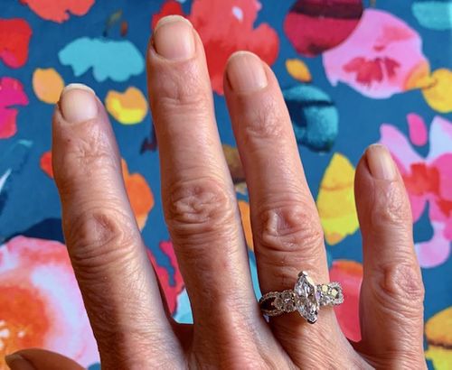 Customer photo review of Flower CZ Split Shank Ring in Sterling Silver