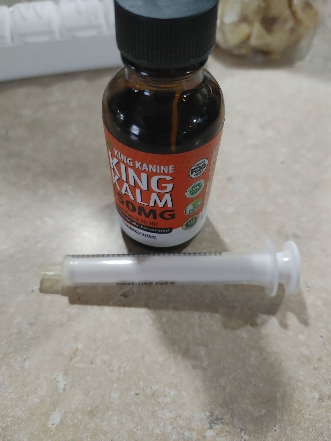 Customer photo review of CBD Oil for Dogs - KING KALM™ CBD 150mg - Medium Size Pet Formula