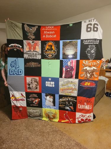 T-shirt quilt featuring rossville-alvin bobcats by Tammie from IL