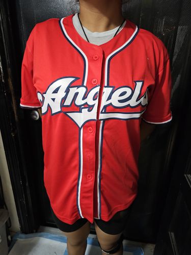 Customer photo review of Custom Red White-Navy Authentic Baseball Jersey