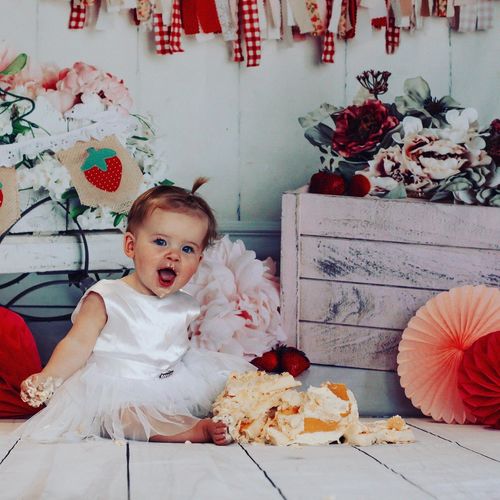 Customer photo review of Kate Children Strawberry Decorations Backdrop for Photography Designed By Leila Steffens