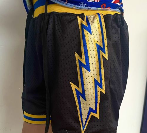 Customer photo review of Black Splash Bolts Basketball Shorts