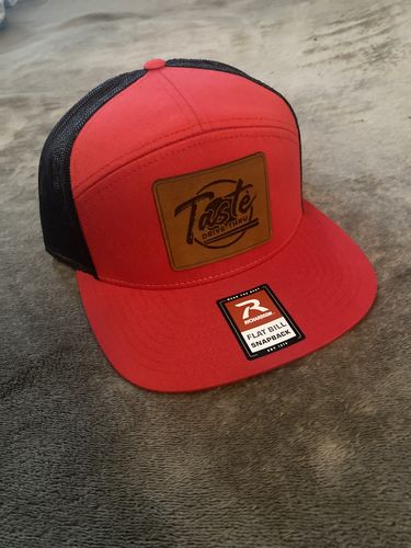 Customer photo review of Flat Bill Seven-Panel Leather Patch Hat - Richardson 168