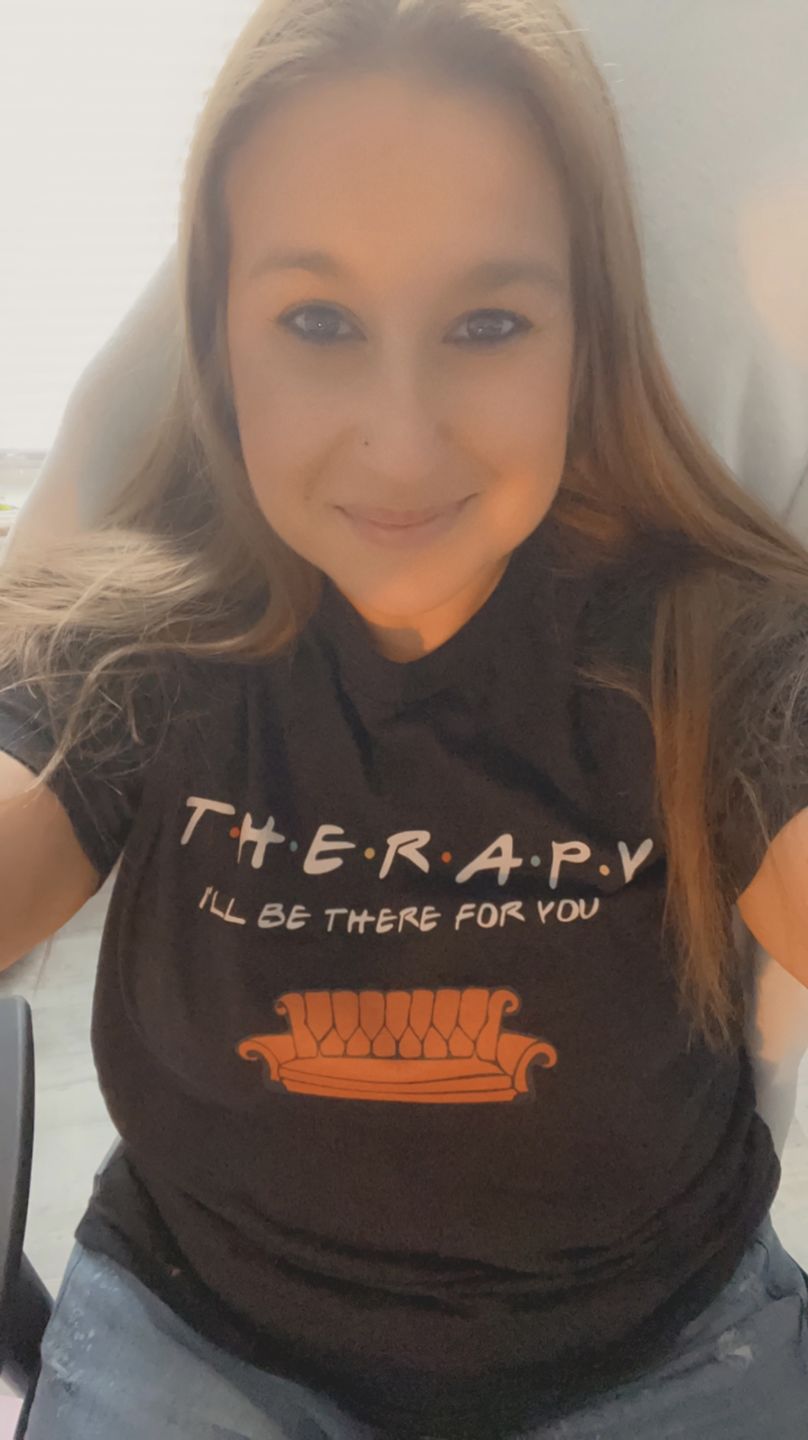 Customer photo review of Friends Font Therapy T-Shirt