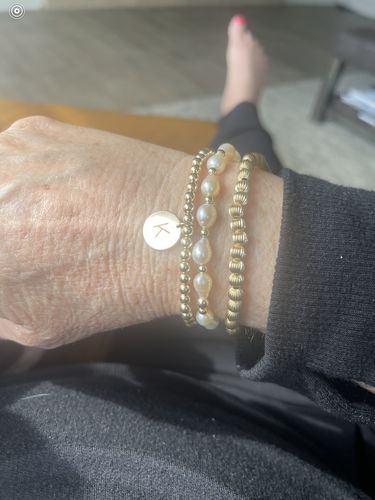 Customer photo review of baroque initial triple stack (pearls+4+5mm)