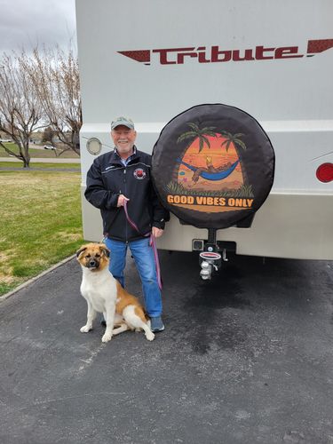 Customer photo review of Good Vibes Only Sasquatch Bigfoot Tire Cover for Bronco, RV, Jeep, Camper, Etc.