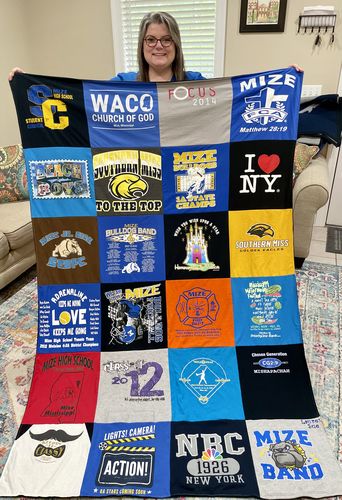 T-shirt quilt from mize high school, southern miss university by Sherry from MS