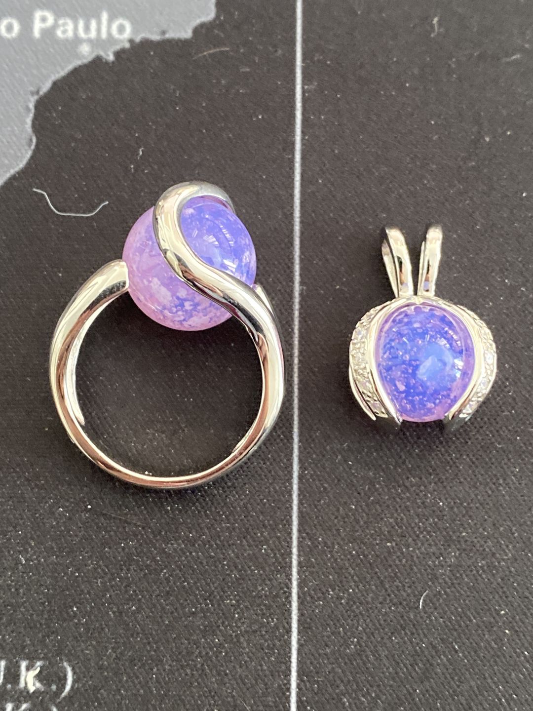 Customer photo review of Sterling Silver Ring with 12mm Infused Glass Marble