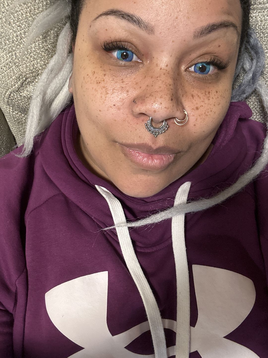Customer photo review of Cosplay Anime Blue Prescription Colored Contact Lenses