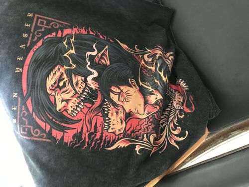 Customer photo review of Attack On Titan Vintage Graphic T Shirt Eren Jager