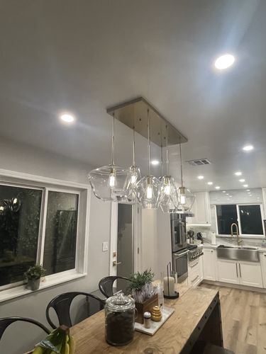 Customer photo review of Modern Glass 7 Light Geometric Pendant Chandelier
