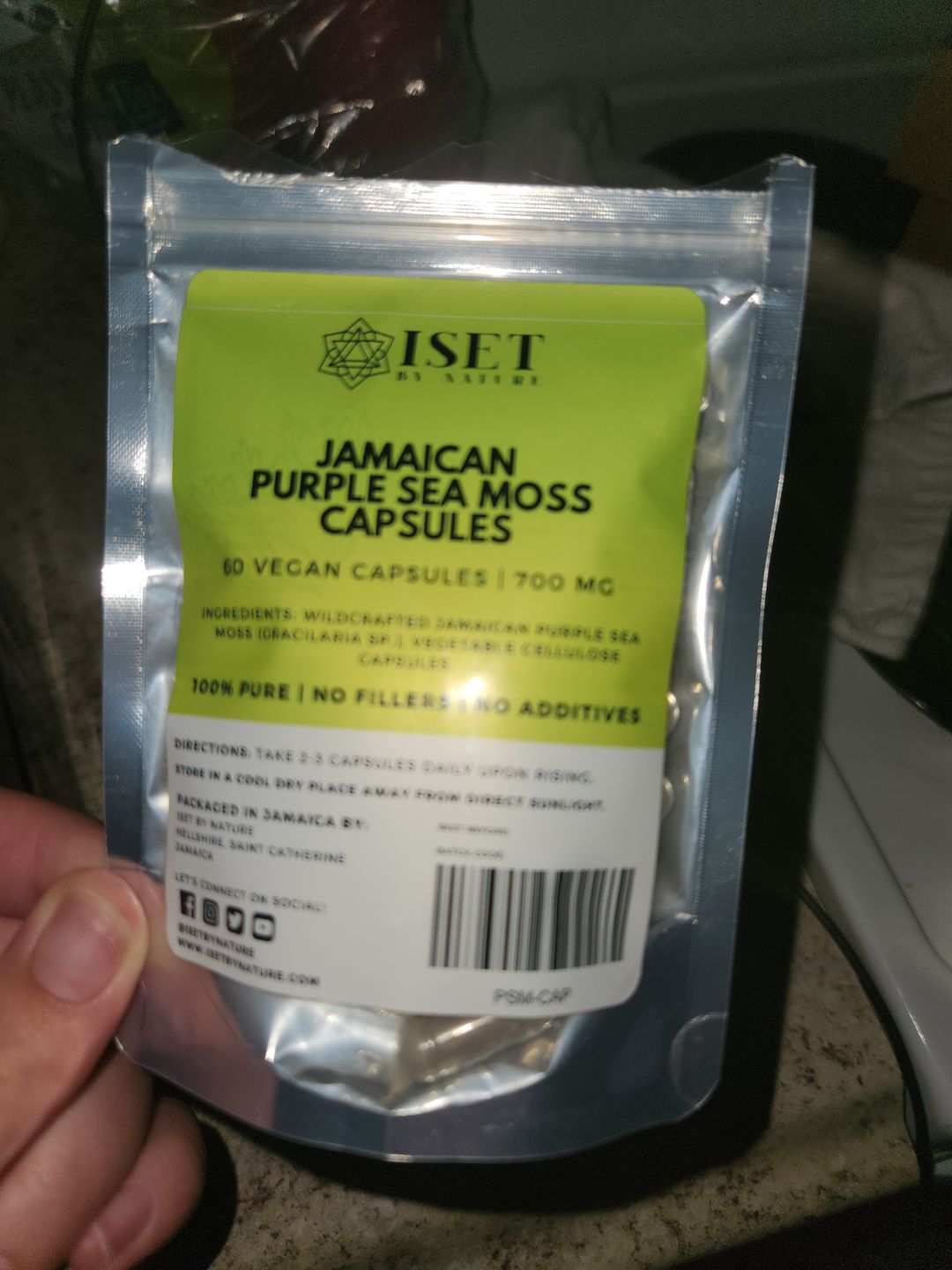 Customer photo review of Jamaican Purple Sea Moss Capsules | 700 mg | 100% Pure | No Fillers | 60 Vegan Capsules