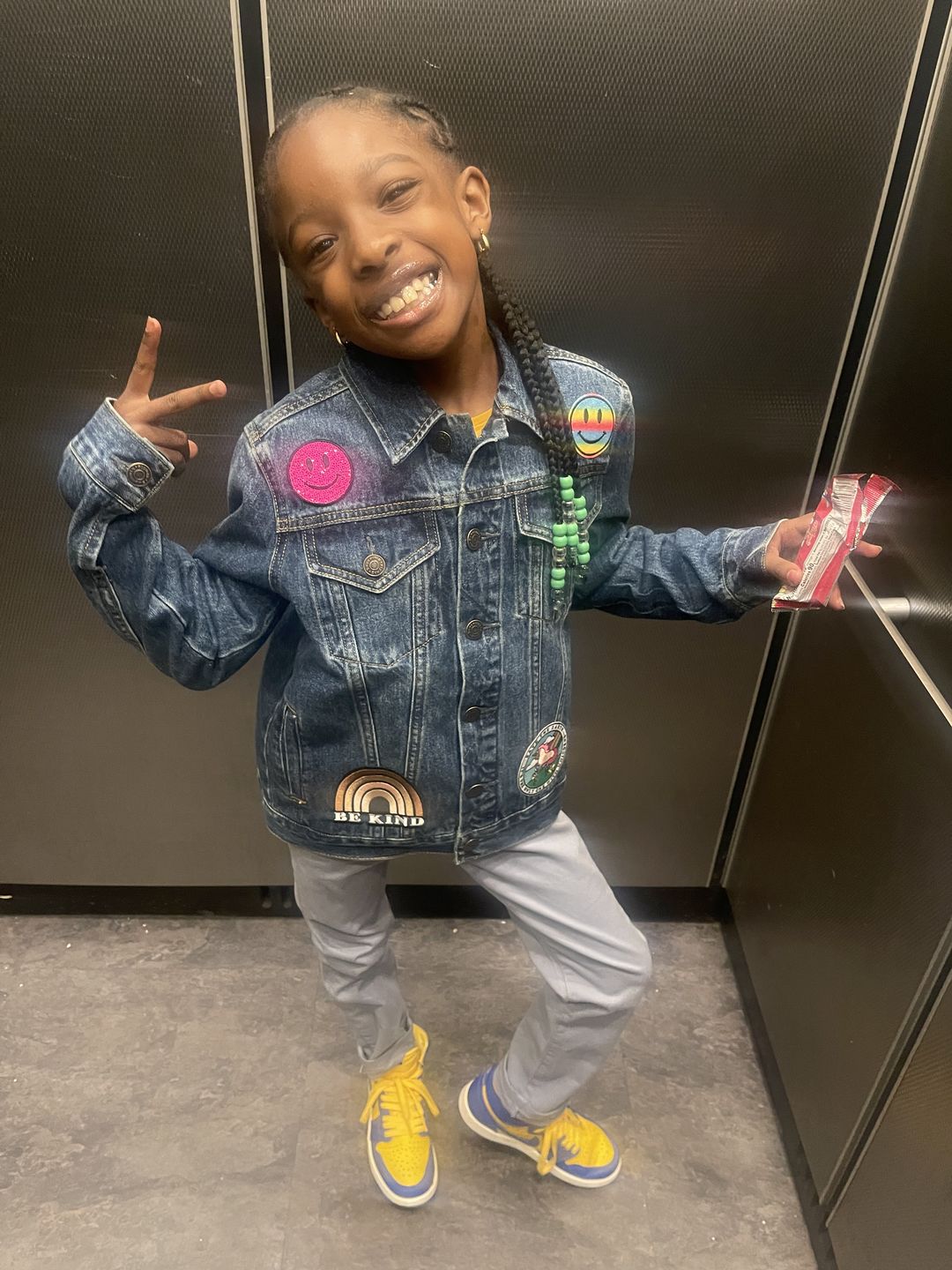 Customer photo review of Kids Classic Oversized Denim Jacket