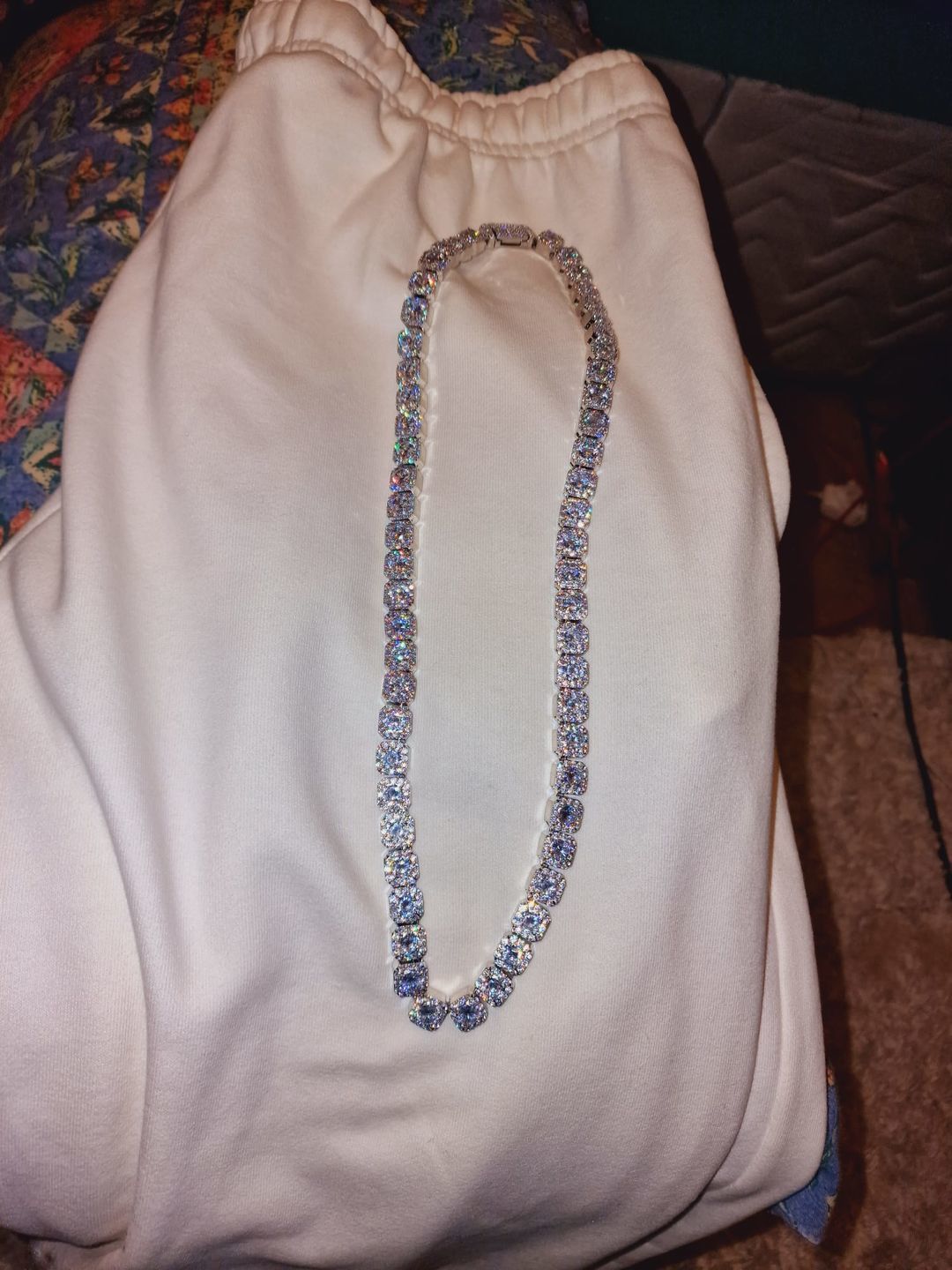 Customer photo review of 10MM CLUSTERED TENNIS CHAIN - WHITE GOLD