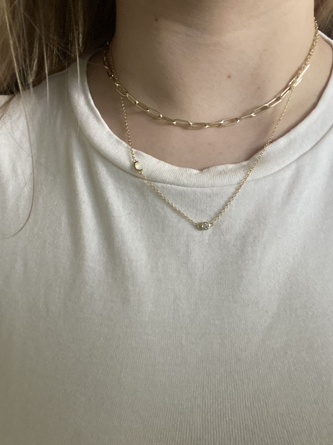 Customer photo review of Sideways Pave Letter Necklace