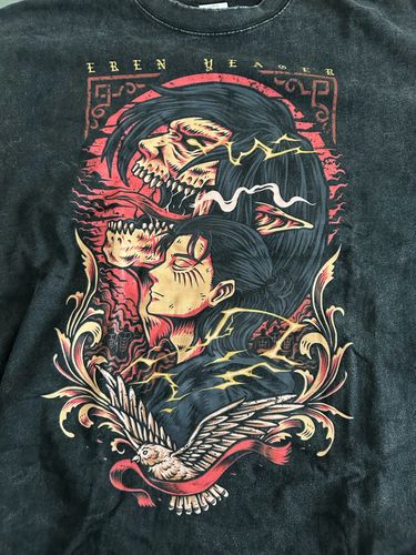 Customer photo review of Attack On Titan Vintage Graphic T Shirt Eren Jager