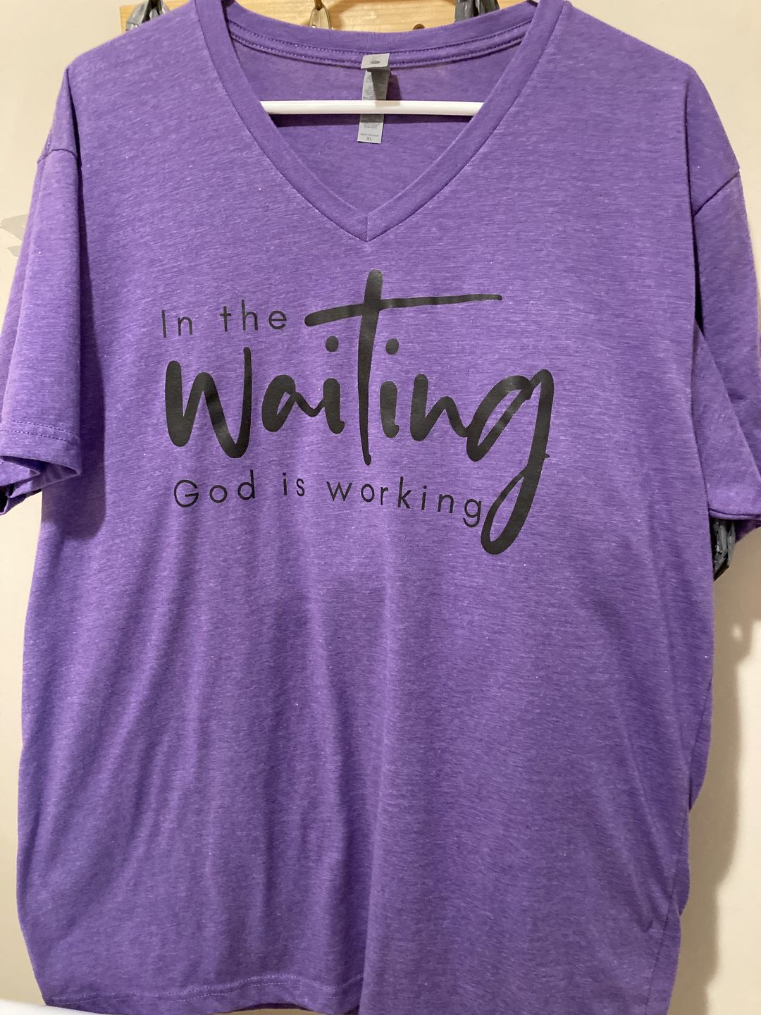Customer photo review of God Is Working V-Neck