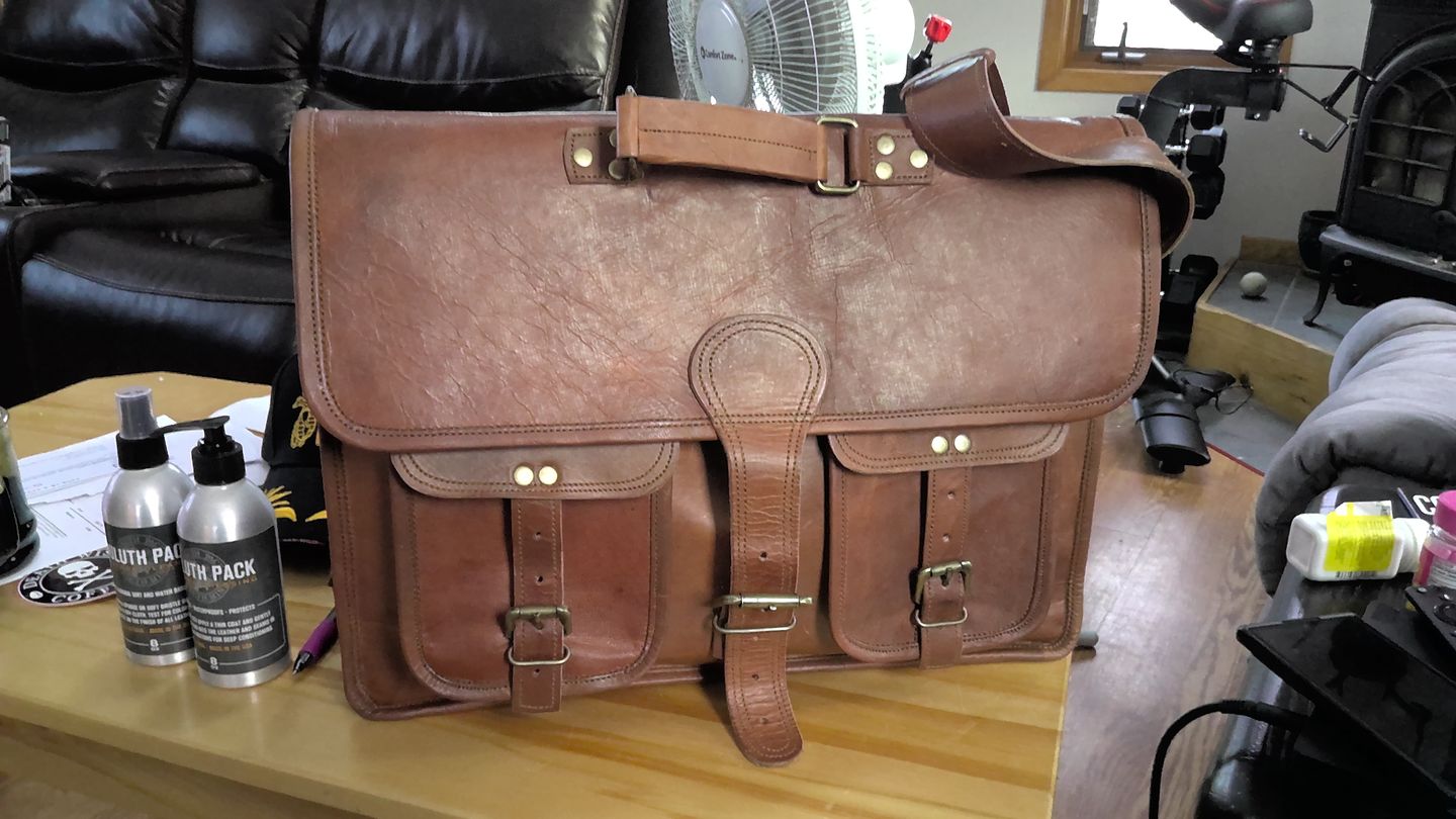 Customer photo review of Top Grain Leather Briefcase Bag