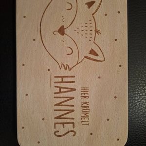 Customer photo review of Personalisiertes Frühstücksbrettchen Fröhlicher Fuchs