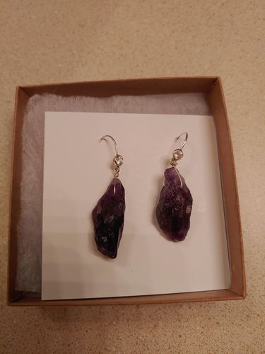 Customer photo review of Rustic Amethyst Earrings to Help Make Good Decisions
