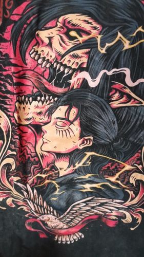 Customer photo review of Attack On Titan Vintage Graphic T Shirt Eren Jager
