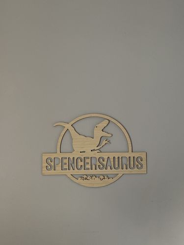 Customer photo review of Personalised Dinosaur Wall Plaque