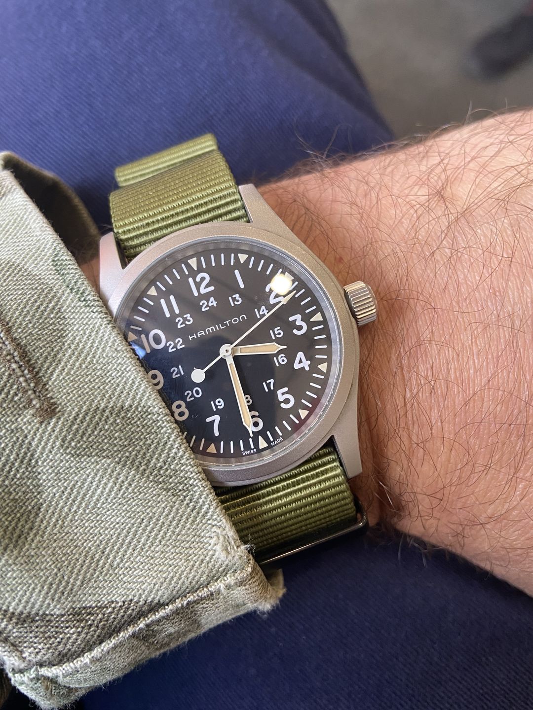 Customer photo review of Classic Military Style Strap - Military Green With Black PVD Buckle and Keepers