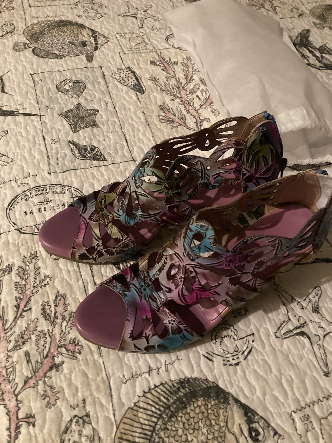 Customer photo review of Bohemia Leather Block Heel Comfy Sandals