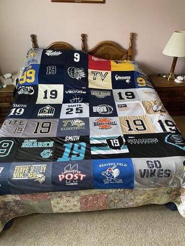 T-shirt quilt featuring teays valley vikings, old smith sharks by Steven from OH