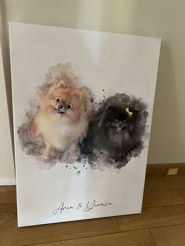 Customer photo review of Πορτραίτο Δικό Σας μαζί με το Κατοικίδιο σας - Νερομπογιά