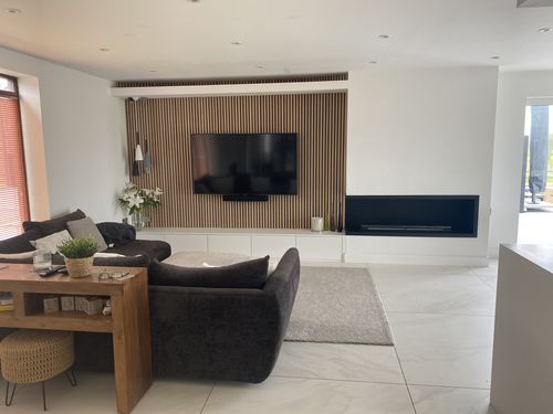 Customer photo review of SlatWall Acoustic Natural Oak