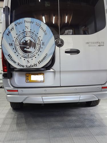 Customer photo review of Custom Spare Tire Cover for Jeep, RV, Bronco Camper, Trailer, & More