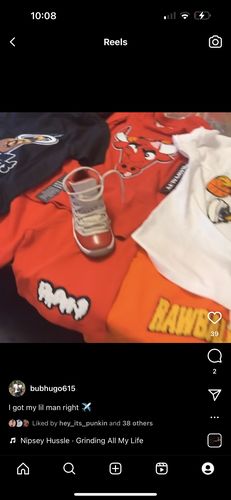 Customer photo review of Kids Bulls Chenille Crew Neck T-Shirt and Raw Drip White Chenille Cotton Shorts Set
