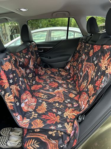 Customer photo review of Deers and Foxes Dog Car Seat Covers