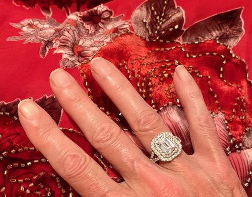 Customer photo review of Halo Emerald Cut CZ Split Shank Ring in Sterling Silver