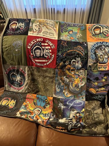 T-shirt quilt with travel, nursing themes by Laura from OK