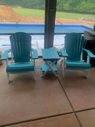 Customer photo review of Set of 2 - DuraWeather Poly® King Size Folding Adirondack Chairs + 1 Folding End Table With Removable Tray