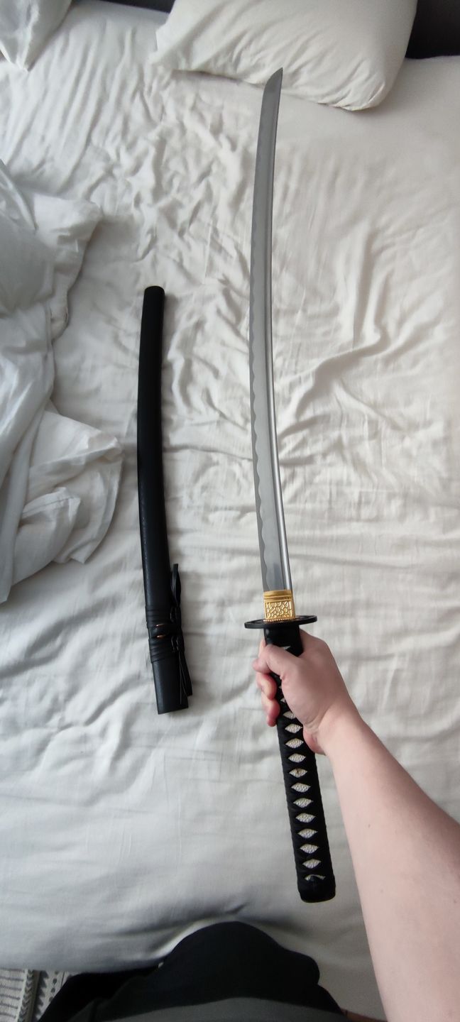 Customer photo review of The Yozora Handmade Katana Carbon Steel
