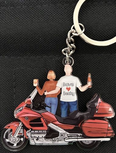 Customer photo review of PERSONALIZED ACRYLIC KEYCHAIN FOR BIKER COUPLES, MOTORCYCLE LOVERS