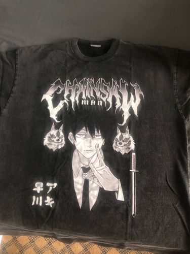 Customer photo review of Chainsaw Man Aki Vintage Graphic T-Shirt