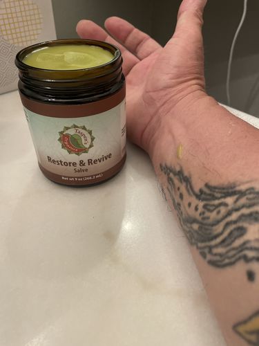 Customer photo review of Restore & Revive Calming Salve
