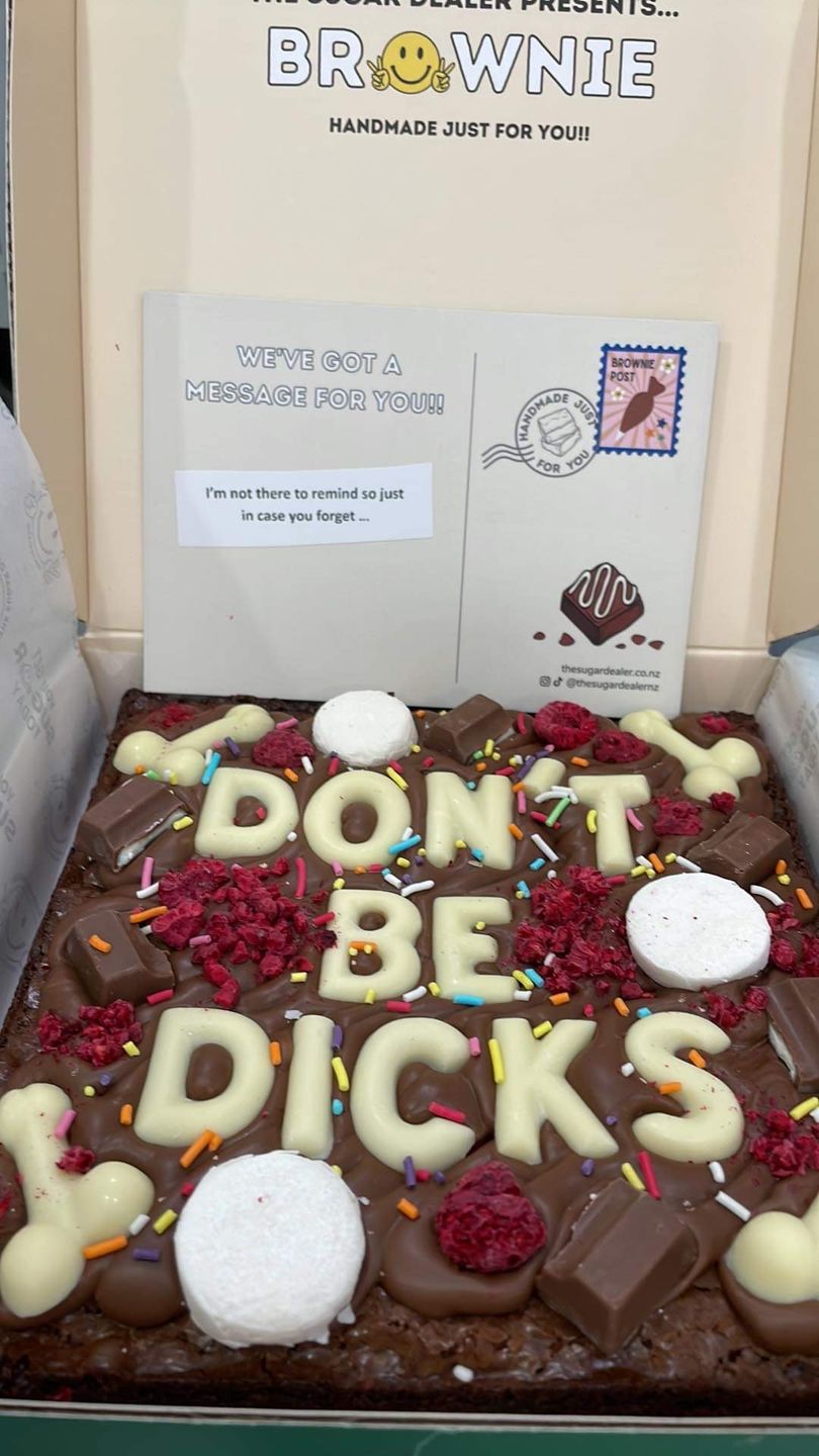 Customer photo review of Gluten free custom message brownie