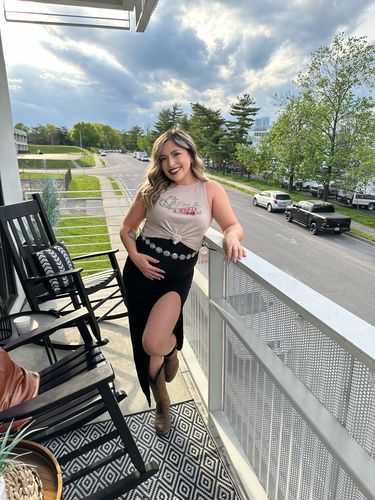 Customer photo review of V Cut Maxi Skirt