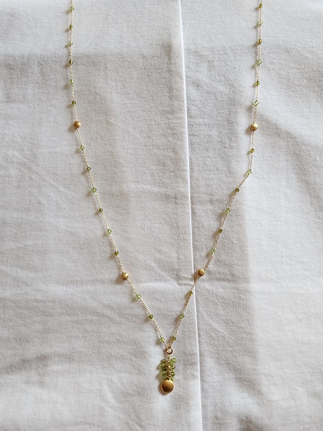 Customer photo review of Long Peridot & Green Amethyst Beaded Chain