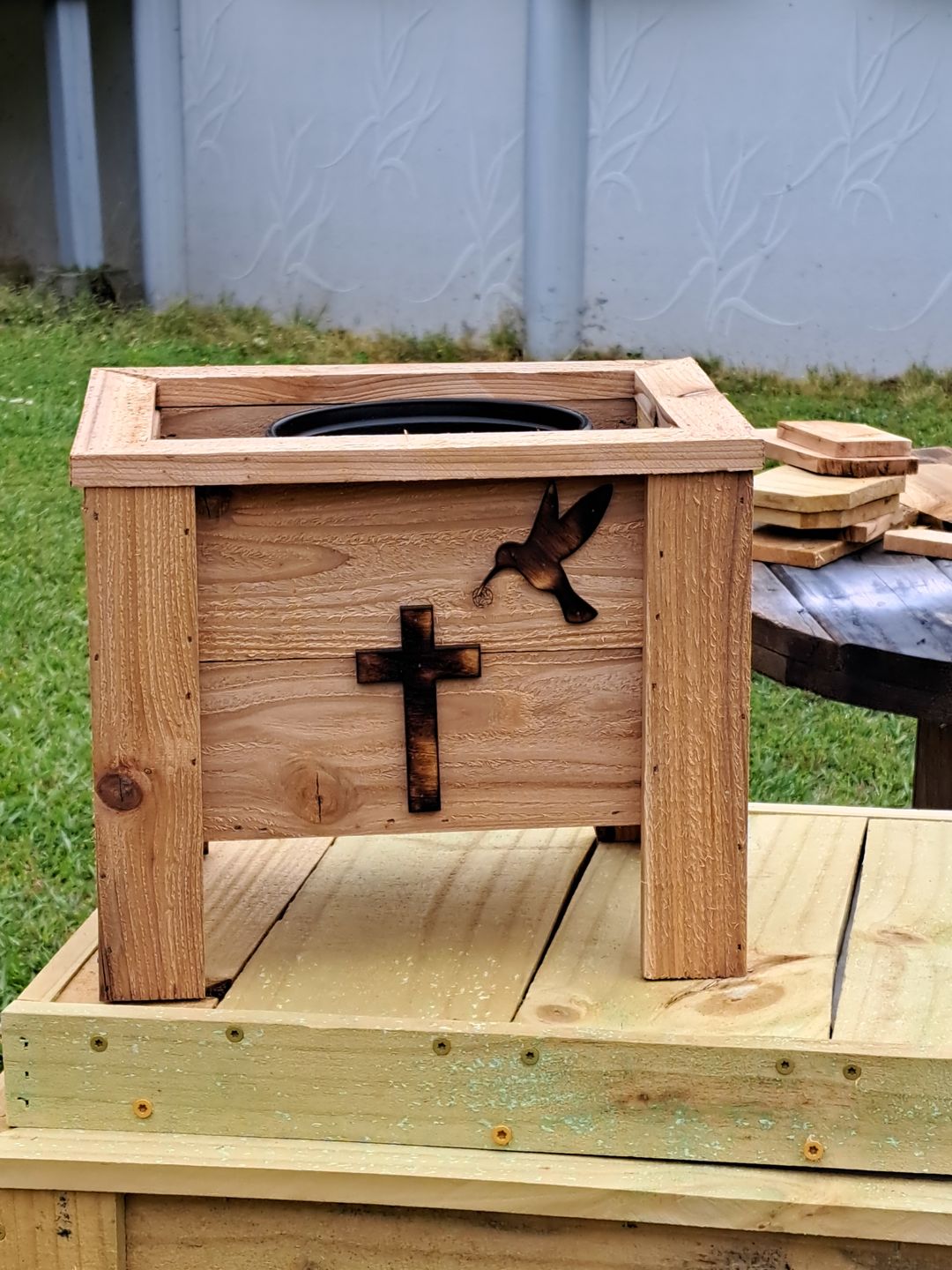 Customer photo review of Unfinished Wood Tall Cross Shape - Christian - Craft - up to 36" DIY