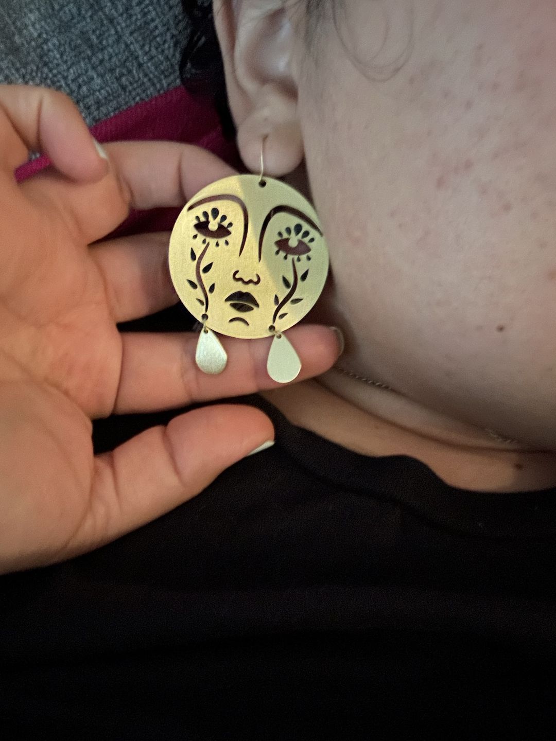 Customer photo review of Mother Moon Earrings