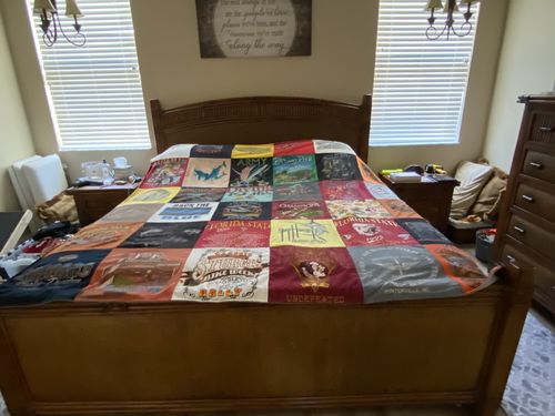 T-shirt quilt featuring florida state university football, university of florida football by Lynn from FL